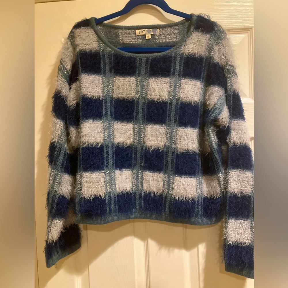 Shades of fluffy blue sweater